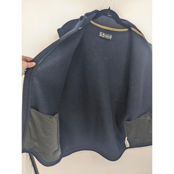 Smartwool Hudson Trail Fleece Vest Mens XL Navy Blue Merino Wool Blend Full Zip - Picture 4 of 10